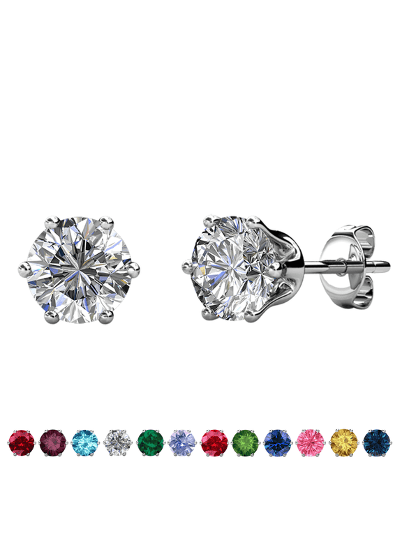 April Birthstone 18k White Gold Plated Women's Stud Earrings 1ct Swarovski Crystal