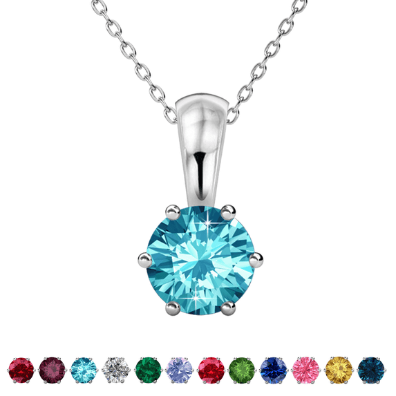 Cate & Chloe March Birthstone 18k White Gold Plated Women's Necklace 1ct Swarovski Crystal