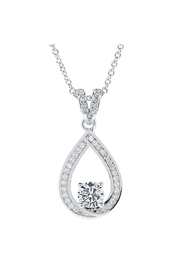 Arabella 18k White Gold Plated Pendant Necklace with Simulated Diamonds for Women