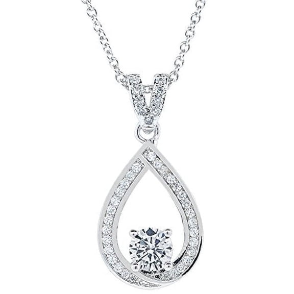 Cate & Chloe Arabella 18k White Gold Plated Pendant Necklace with Simulated Diamonds for Women