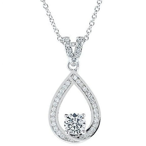Cate & Chloe Arabella 18k White Gold Plated Pendant Necklace with Simulated Diamonds for Women