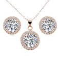 thumbnail image 1 of Cate & Chloe Ariel 18k Rose Gold Plated Halo Jewelry Set with Simulated Diamonds Gift for Women, 1 of 9