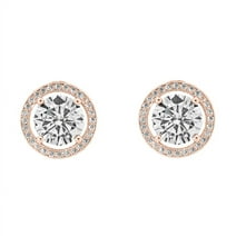 Cate & Chloe Ariel 18k Rose Gold Plated Halo Stud Earrings | CZ Crystal Earrings for Women, Gift for Her