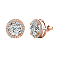 thumbnail image 1 of Cate & Chloe Ariel 18k Rose Gold Plated Halo Stud Earrings with Simulated Diamonds, Gift for Women, 1 of 11