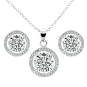 Cate & Chloe Ariel 18k White Gold Plated Halo Jewelry Set with Simulated Diamonds Gift for Women