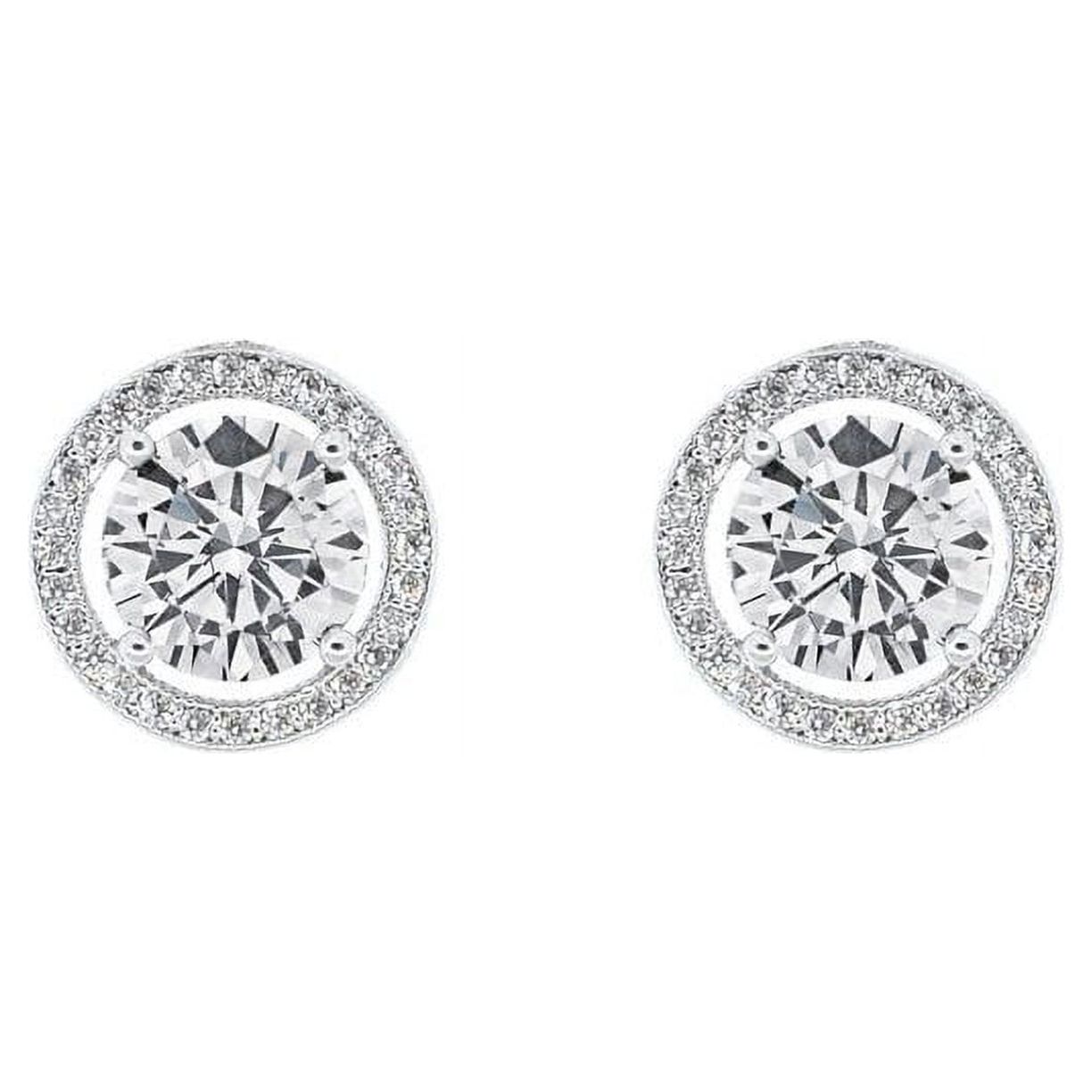 Cate & Chloe Ariel 18k White Gold Plated Silver Halo Stud Earrings | CZ Earrings for Women, Gift for Her - image 1 of 9
