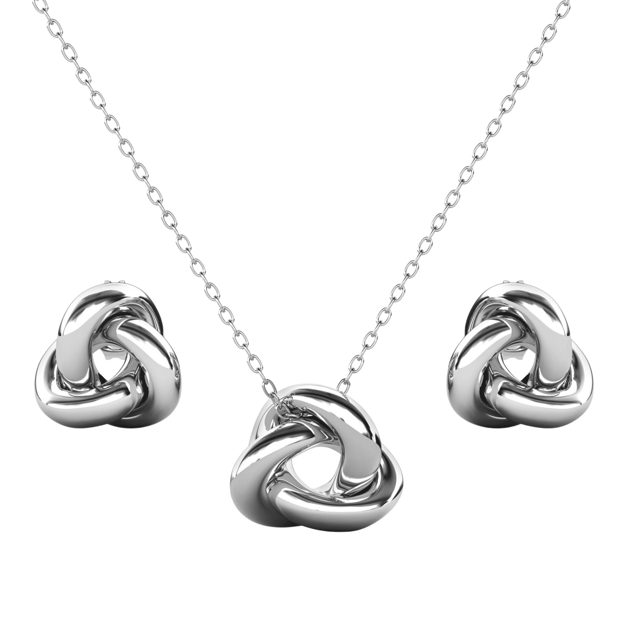 Cate & Chloe Ashley 18k White Gold Plated Knot Jewelry Set, Gift for Women