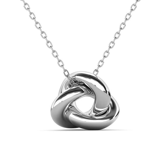 Cate & Chloe Ashley 18k White Gold Plated Knot Pendant Necklace, Gift for Women