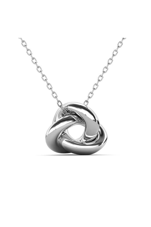 Ashley 18k White Gold Plated Knot Pendant Necklace, Gift for Women