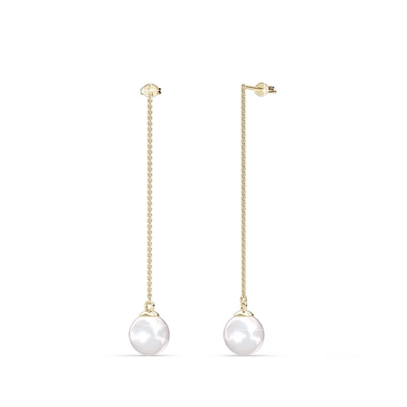 Cate & Chloe Aspen 18k Yellow Gold Plated Shell Pearl Dangle Earrings for Women, Gift for Her