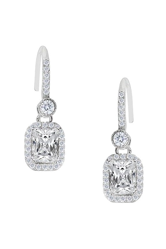 Athena 18k White Gold Plated Drop Earrings with Simulated Diamond Crystals for Women