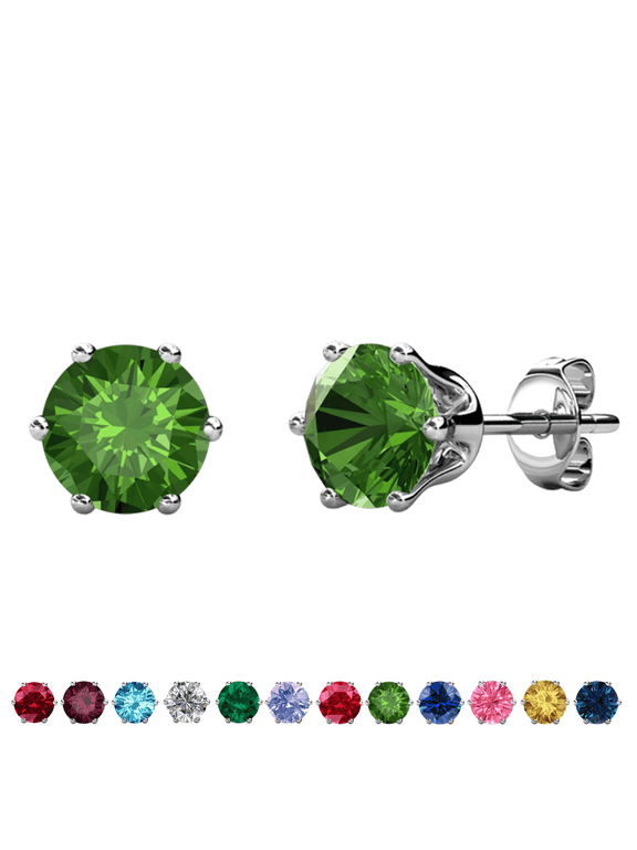 August Birthstone 18k White Gold Plated Women's Stud Earrings 1ct Swarovski Crystal