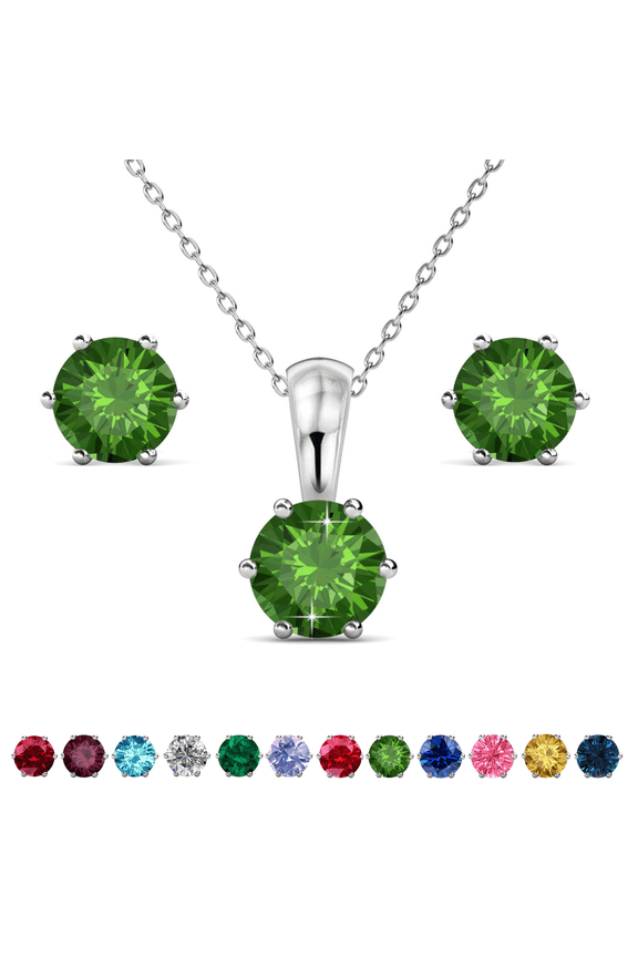 August Birthstone 18k White Gold Plated Women Jewelry Set with 1ct Swarovski Crystal