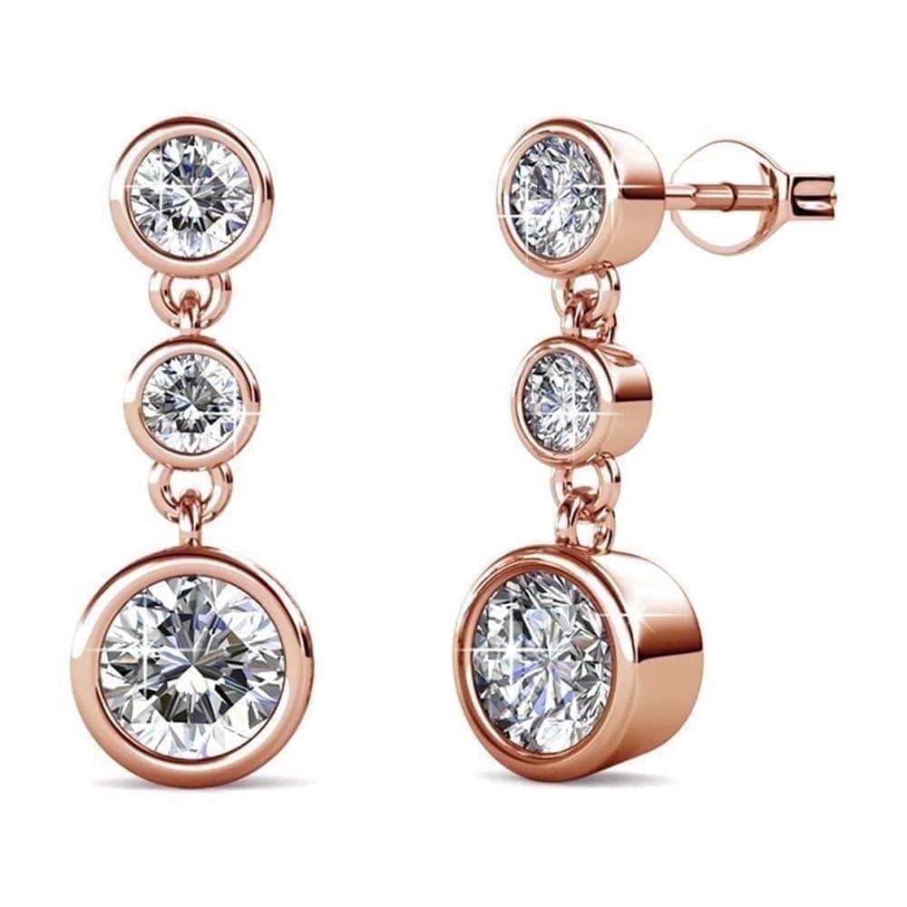 Cate & Chloe Bailey 18k Rose Gold Plated Dangle Earrings with Swarovski Crystals, Gift for Women