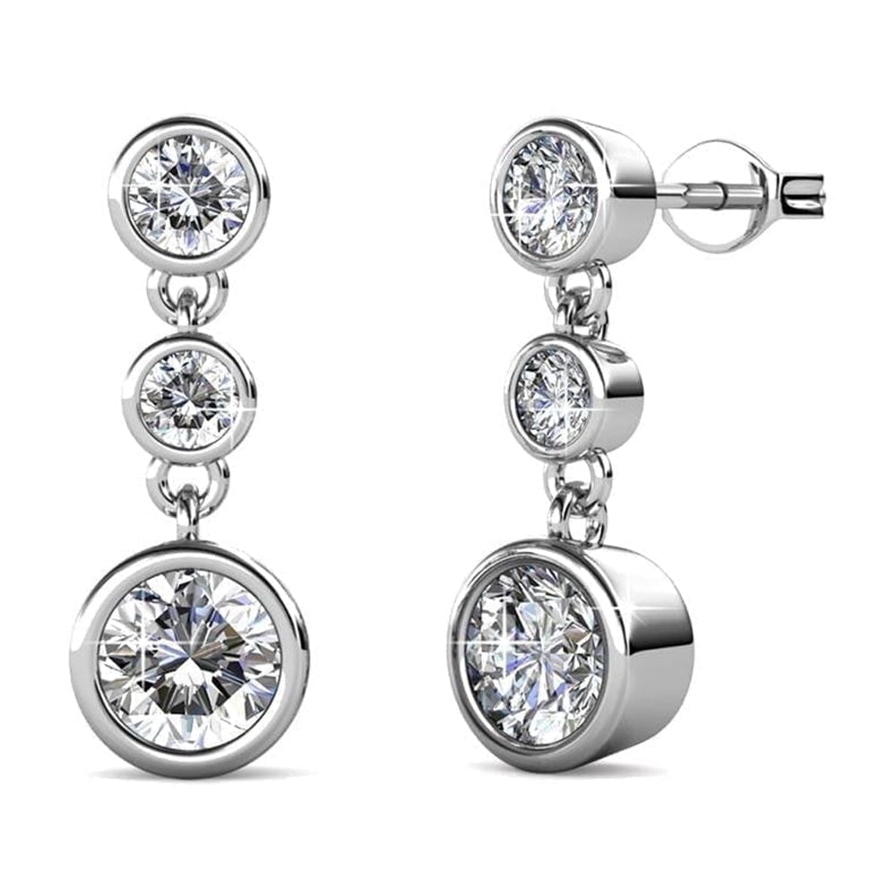 Cate & Chloe Bailey 18k White Gold Plated Dangle Earrings with Swarovski Crystals, Gift for Women