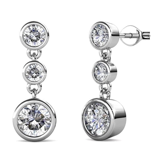 Cate & Chloe Bailey 18k White Gold Plated Dangle Earrings with Swarovski Crystals, Gift for Women