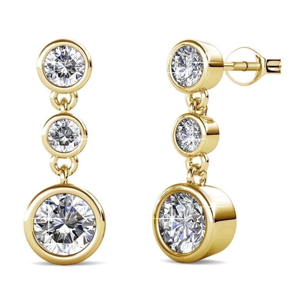 Cate & Chloe Bailey 18k Yellow Gold Plated Dangle Earrings with Swarovski Crystals, Gift for Women