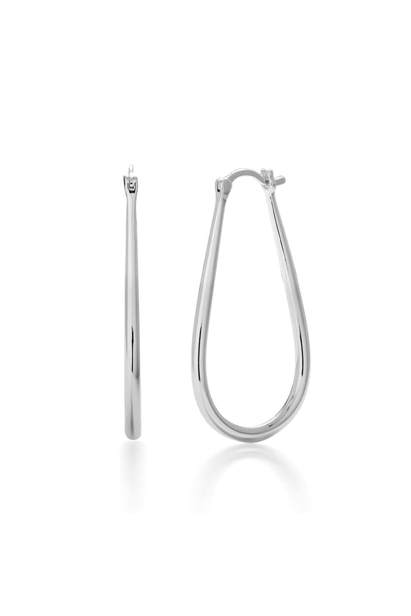 Beatrice 18k White Gold Plated 24mm U-Shaped Hoop Earrings for Women, Gift for Her