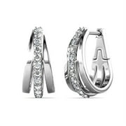 CATE & CHLOE Bella 18k White Gold Plated 17mm Hoop Earrings with Swarovski Crystals Gift for Women
