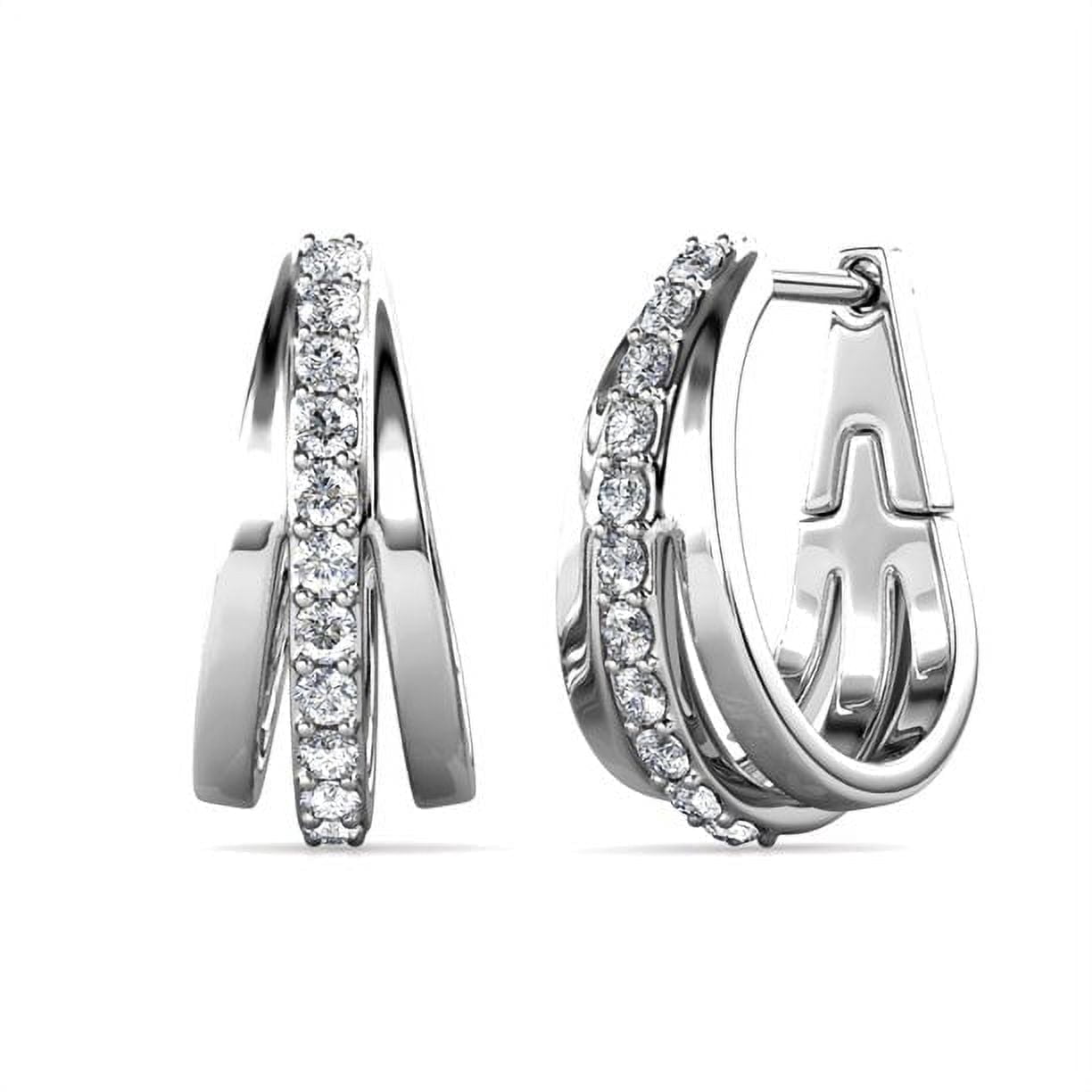 Bella 18k White Gold Plated 17mm Hoop Earrings with Swarovski Crystals Gift for Women