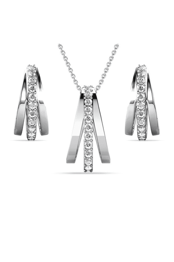 Bella 18k White Gold Plated Jewelry Set with Swarovski Crystals for Women, Gift for Her