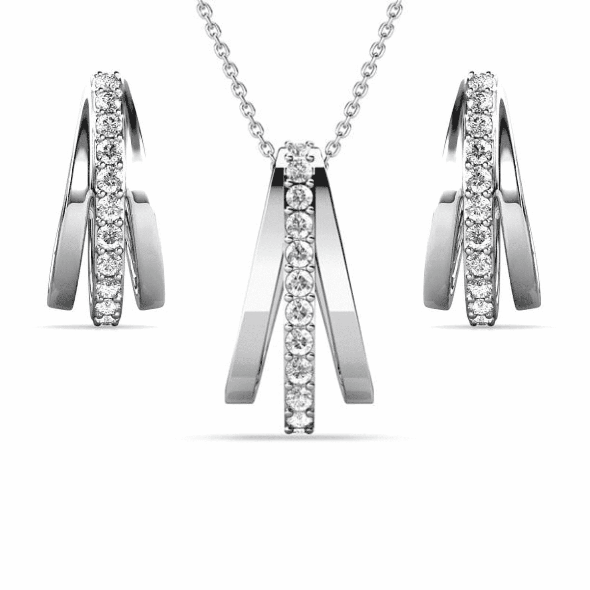 Cate & Chloe Bella 18k White Gold Plated Jewelry Set with Swarovski Crystals for Women, Gift for Her