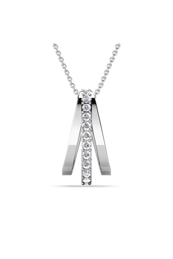 Bella 18k White Gold Plated Pendant Necklace with Swarovski Crystals Gift for Women