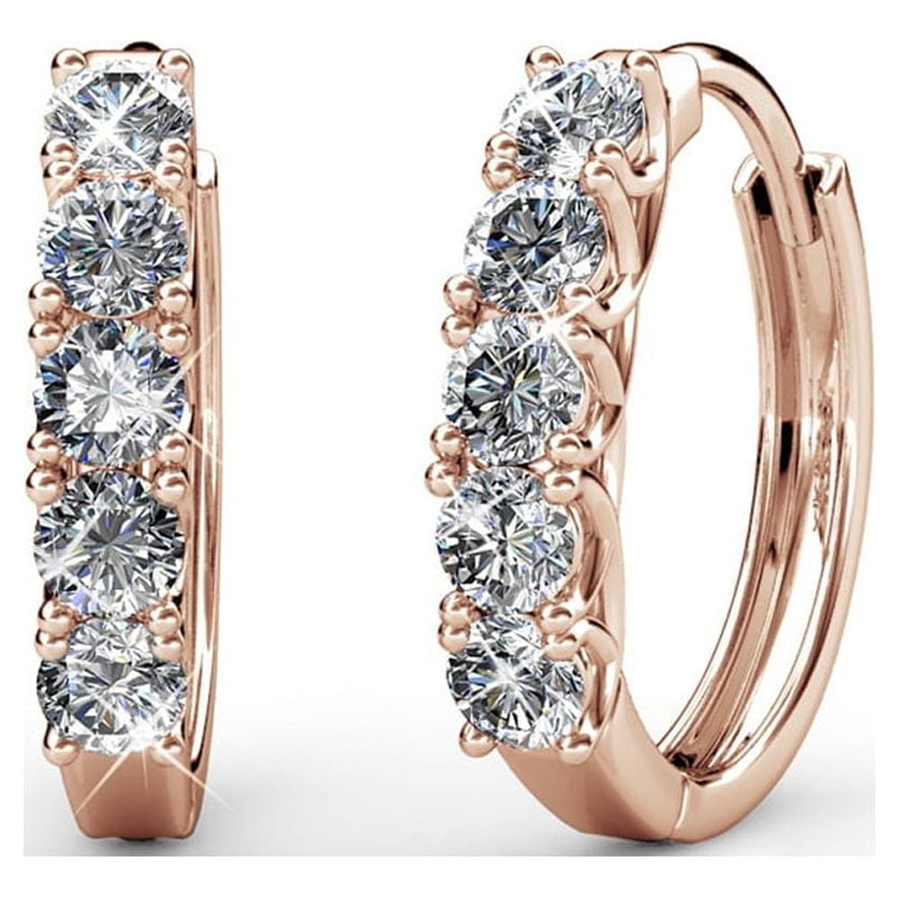 Cate & Chloe Bethany 18k Rose Gold Plated Hoop Earrings  Women's Crystal  Earrings, Jewelry Gift for Her 