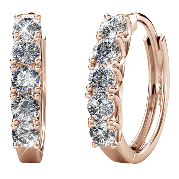 Cate & Chloe Bethany 18k Rose Gold Plated 15mm Hoop Earrings with Swarovski Crystals for Women