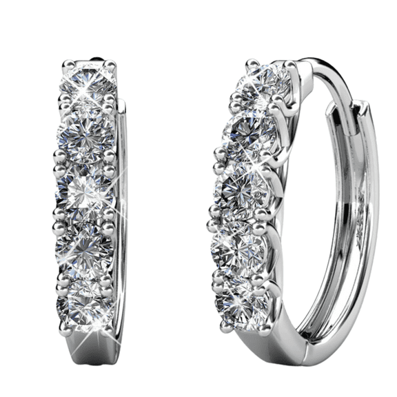 Cate & Chloe Bethany 18k White Gold Plated 15mm Hoop Earrings with Swarovski Crystals for Women