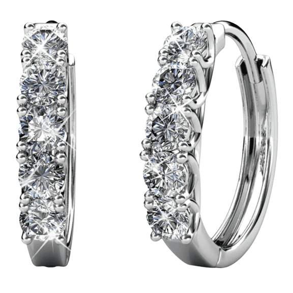 Cate & Chloe Bethany 18k White Gold Plated 15mm Hoop Earrings with Swarovski Crystals for Women