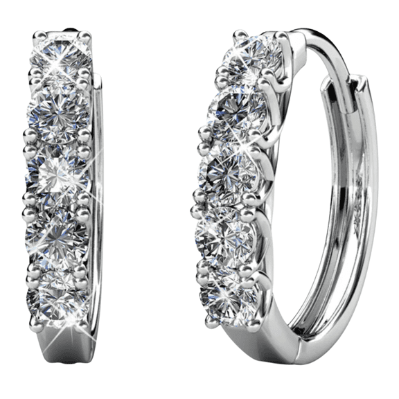 Cate & Chloe Bethany 18k White Gold Plated 15mm Hoop Earrings with Swarovski Crystals for Women