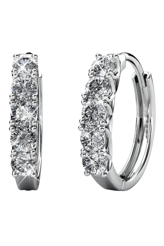 Bethany 18k White Gold Plated 15mm Hoop Earrings with Swarovski Crystals for Women