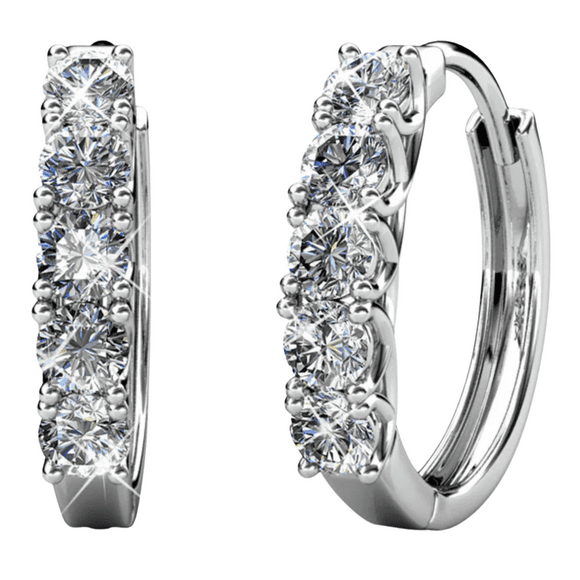 Cate & Chloe Bethany 18k White Gold Plated 15mm Hoop Earrings with Swarovski Crystals for Women