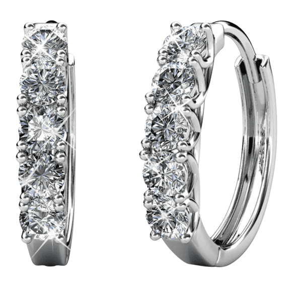 Cate & Chloe Bethany 18k White Gold Plated 15mm Hoop Earrings with Swarovski Crystals for Women