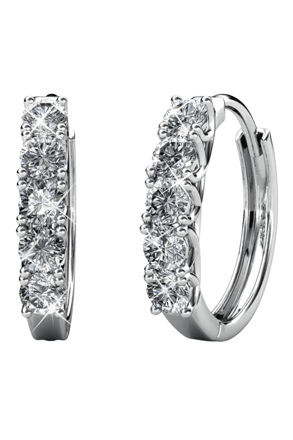 Bethany 18k White Gold Plated 15mm Hoop Earrings with Swarovski Crystals for Women