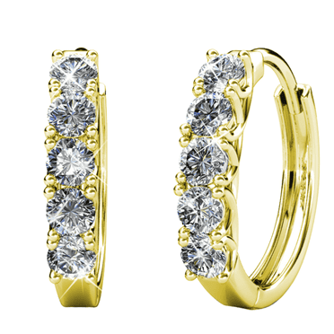 Cate & Chloe Bethany 18k Yellow Gold Plated 15mm Hoop Earrings with Swarovski Crystals for Women
