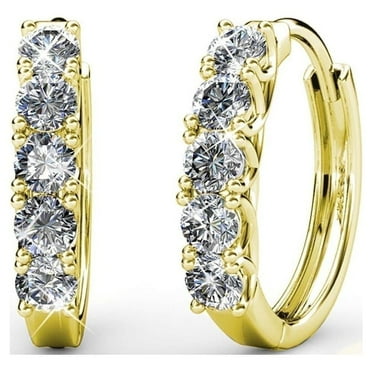Cate & Chloe Bethany 18k Yellow Gold Plated 15mm Hoop Earrings with Swarovski Crystals for Women