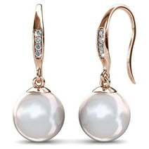 Cate & Chloe Betty 18k White Gold Plated Pearl Earrings with Crystals ...