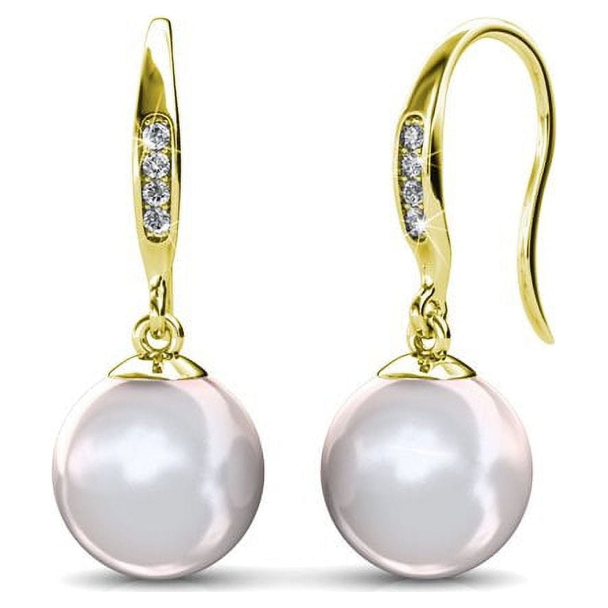 Cate & Chloe Betty 18k Yellow Gold Plated Pearl Earrings with Crystals ...