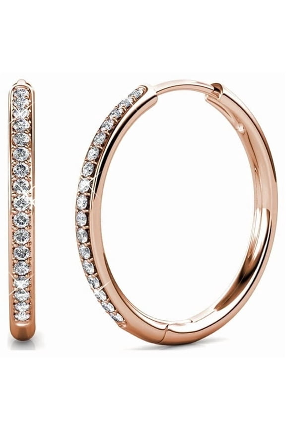 Bianca 18k Rose Gold Plated 25mm Hoop Earrings with Swarovski Crystals for Women