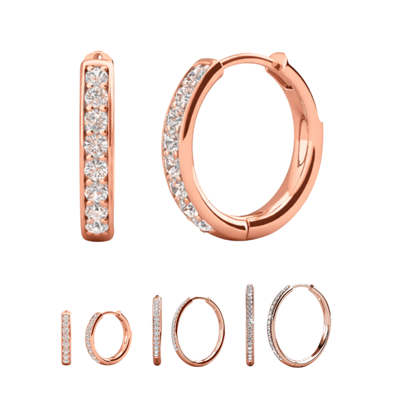 Cate & Chloe Bianca 18k Rose Gold Plated 14mm Hoop Earrings with Swarovski Crystals for Women