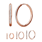 Bianca 18k Rose Gold Plated 20mm Hoop Earrings with Swarovski Crystals for Women
