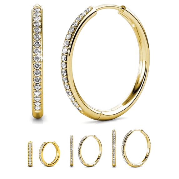 Cate & Chloe Bianca 18k Yellow Gold Plated 25mm Hoop Earrings with Swarovski Crystals for Women