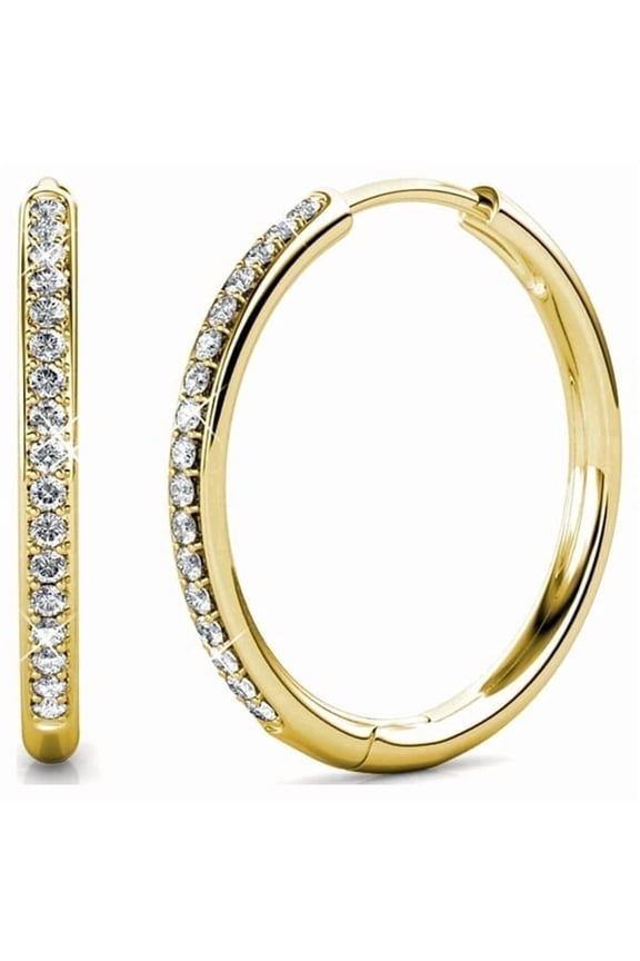 Bianca 18k Yellow Gold Plated 25mm Hoop Earrings with Swarovski Crystals for Women