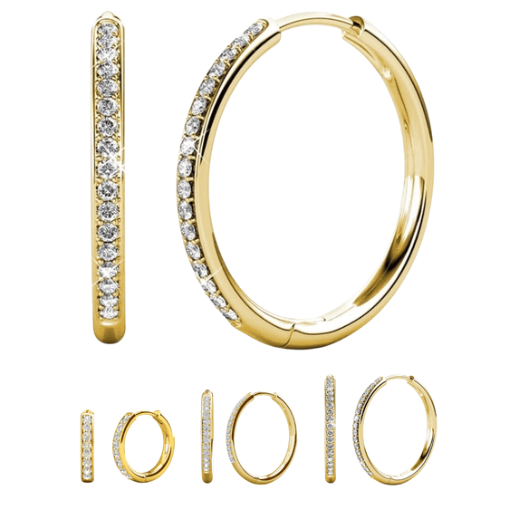 Cate & Chloe Bianca 18k Yellow Gold Plated 25mm Hoop Earrings with Swarovski Crystals for Women