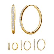 Bianca 18k Yellow Gold Plated 20mm Hoop Earrings with Swarovski Crystals for Women