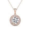thumbnail image 1 of Cate & Chloe Blake 18k Rose Gold Plated Halo Necklace with Simulated Diamond Crystals for Women, 1 of 10