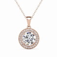 thumbnail image 1 of Cate & Chloe Blake 18k Rose Gold Plated Halo Necklace with Simulated Diamond Crystals for Women, 1 of 10