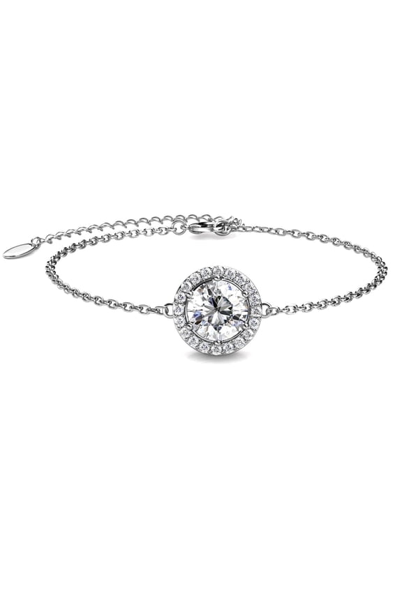 Blake 18k White Gold Plated Halo Chain Bracelet with Swarovski Crystals Gift for Women